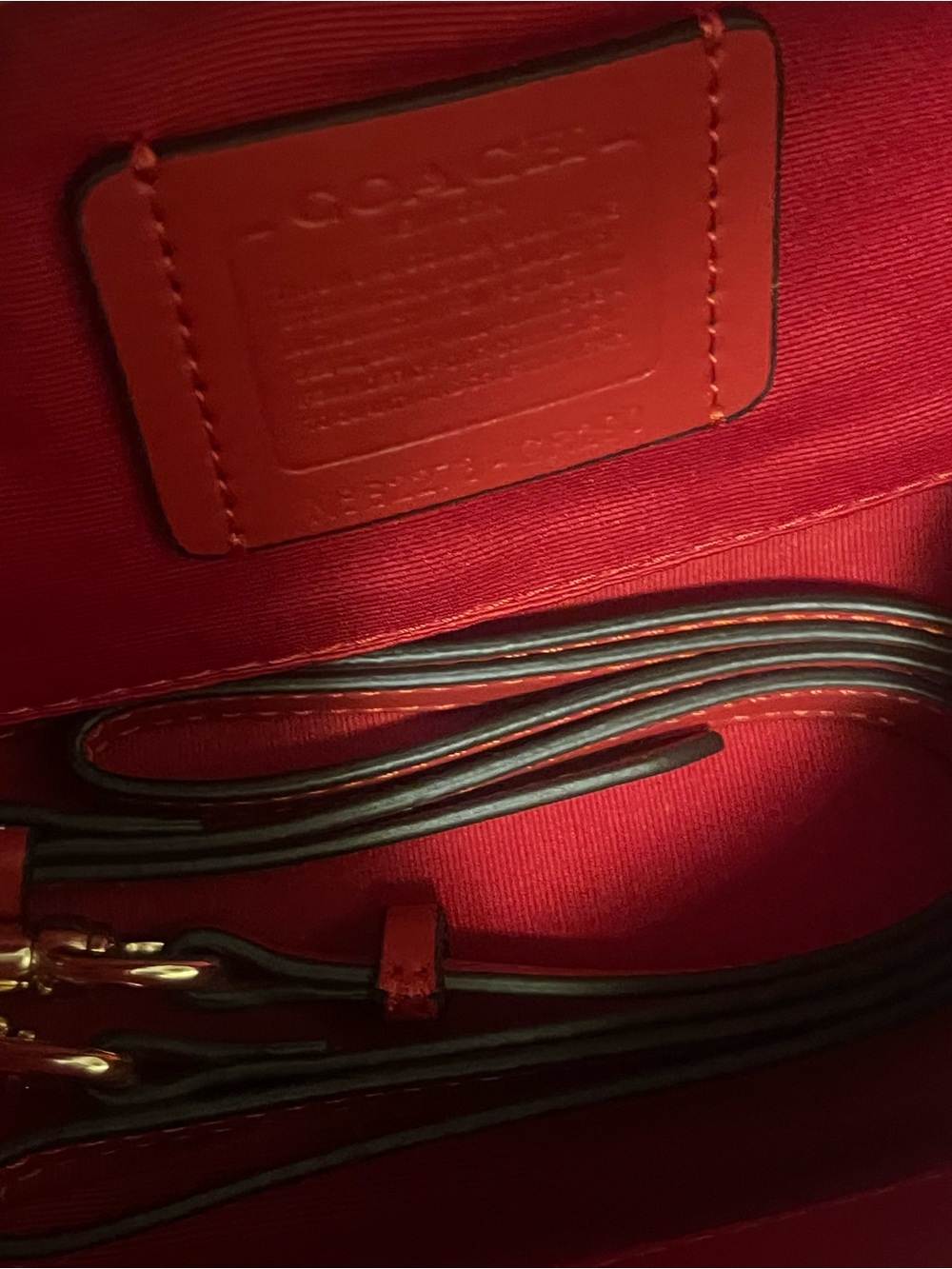 Coach Pink Cherry Print Shoulder Bag with Red Trim - Picture 3 of 3